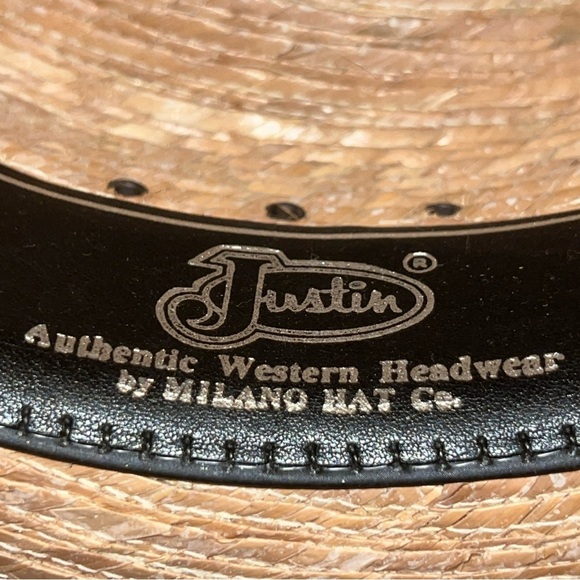 Justin Cowboy Hat 20X Straw Size 7 Mexico Milano Hat Co straw - Picture 9 of 9